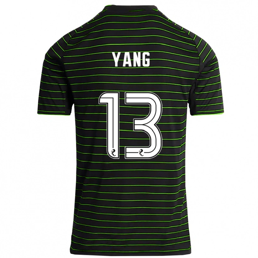 Danxen Niño Camiseta Hyun-Jun Yang #13 Negro Verde 2ª Equipación 2025/26 La Camisa