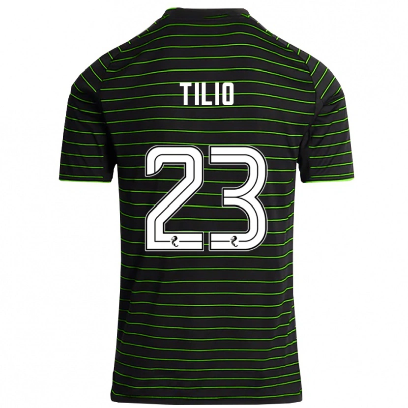 Danxen Niño Camiseta Marco Tilio #23 Negro Verde 2ª Equipación 2025/26 La Camisa