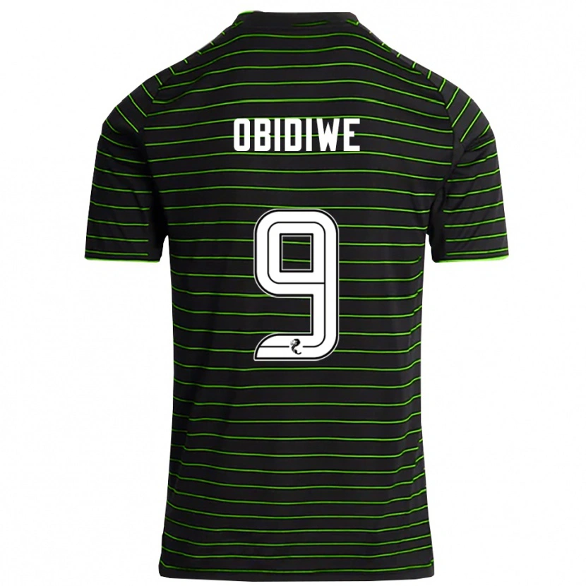 Danxen Niño Camiseta Emmanuel Obidiwe #9 Negro Verde 2ª Equipación 2025/26 La Camisa