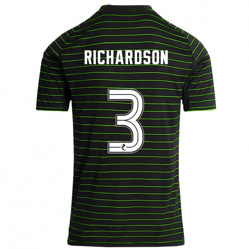 Danxen Niño Camiseta Amy Richardson #3 Negro Verde 2ª Equipación 2025/26 La Camisa