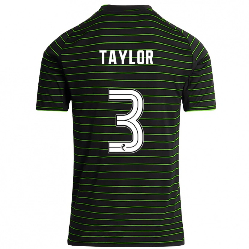 Danxen Niño Camiseta Greg Taylor #3 Negro Verde 2ª Equipación 2025/26 La Camisa