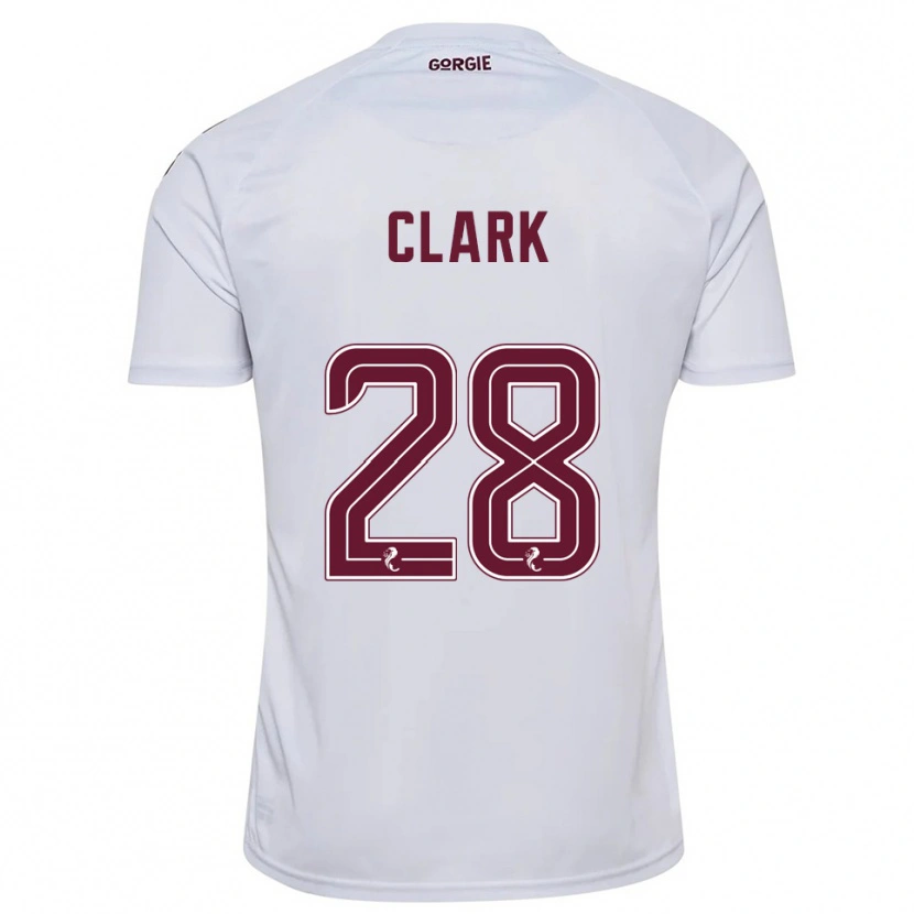 Danxen Niño Camiseta Zander Clark #28 Blanco Borgoña 2ª Equipación 2025/26 La Camisa
