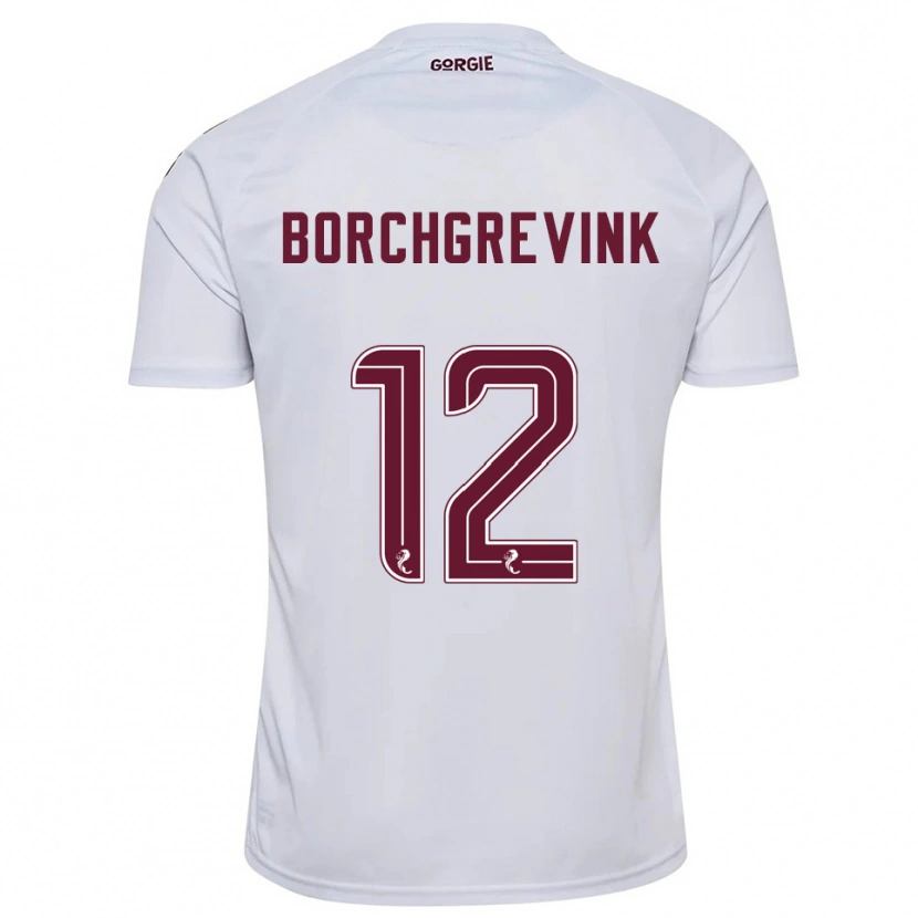 Danxen Niño Camiseta Christian Borchgrevink #12 Blanco Borgoña 2ª Equipación 2025/26 La Camisa