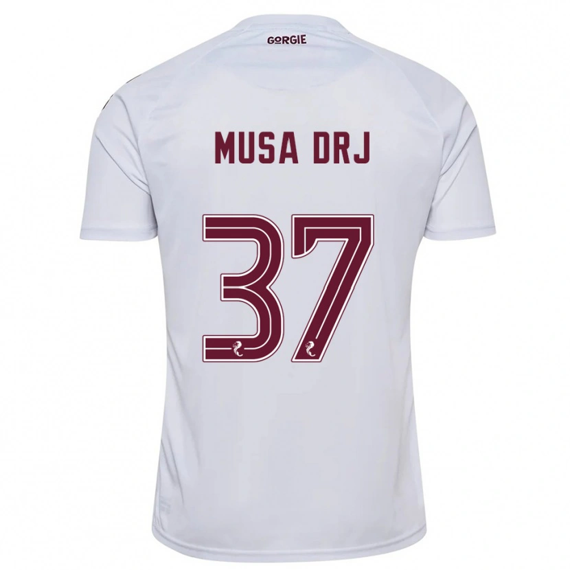 Danxen Niño Camiseta Musa Drammeh #37 Blanco Borgoña 2ª Equipación 2025/26 La Camisa