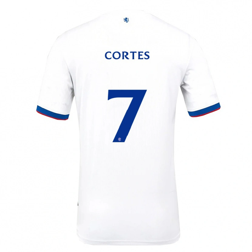Danxen Niño Camiseta Óscar Cortés #7 Blanco Rojo Azul 2ª Equipación 2025/26 La Camisa