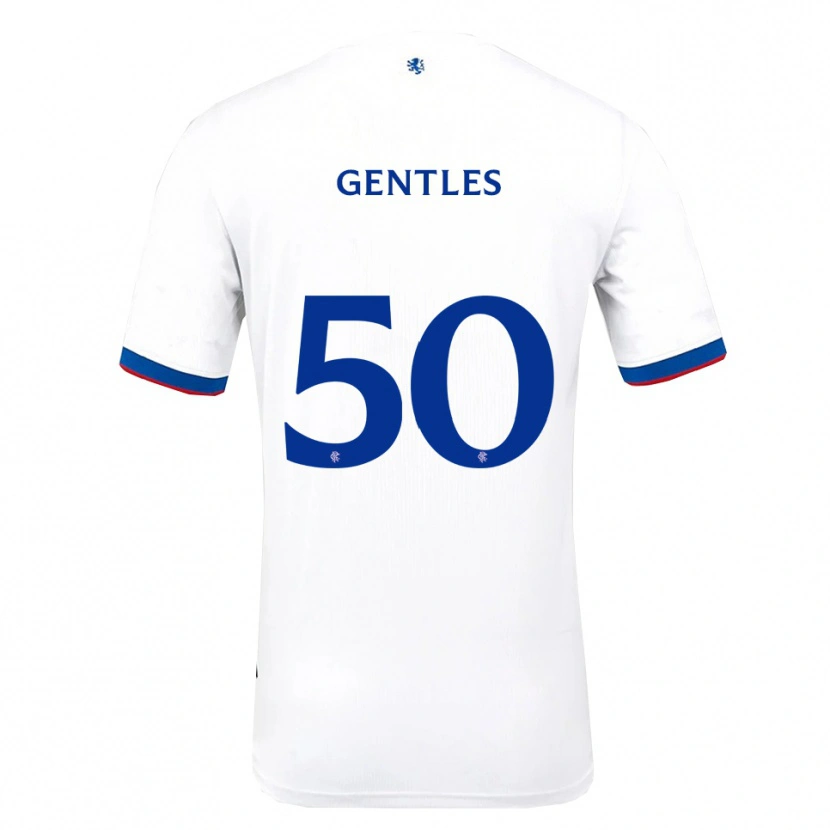 Danxen Niño Camiseta Josh Gentles #50 Blanco Rojo Azul 2ª Equipación 2025/26 La Camisa