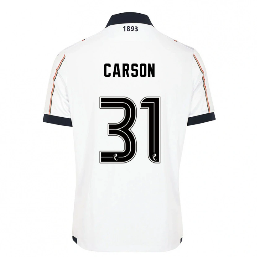 Danxen Niño Camiseta Trevor Carson #31 Blanco Azul Marino Rojo 2ª Equipación 2025/26 La Camisa