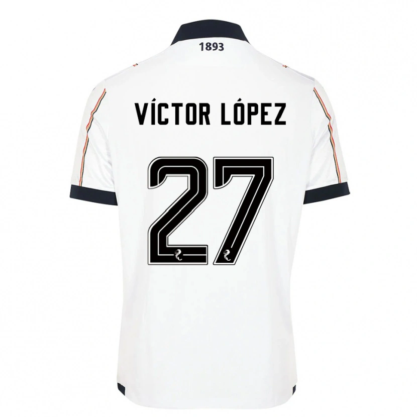 Danxen Niño Camiseta Víctor López #27 Blanco Azul Marino Rojo 2ª Equipación 2025/26 La Camisa