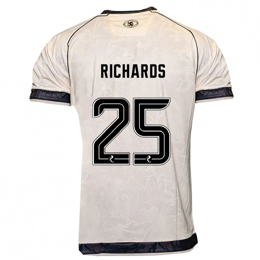 Danxen Niño Camiseta Dave Richards #25 Blanco Negro 2ª Equipación 2025/26 La Camisa