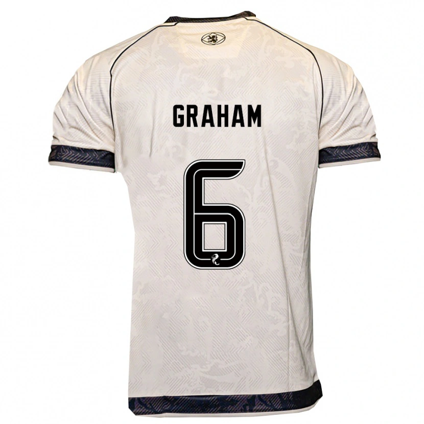 Danxen Niño Camiseta Ross Graham #6 Blanco Negro 2ª Equipación 2025/26 La Camisa