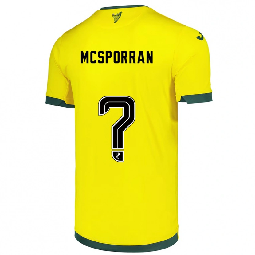 Danxen Niño Camiseta Arran Mcsporran #0 Amarillo Verde 2ª Equipación 2025/26 La Camisa