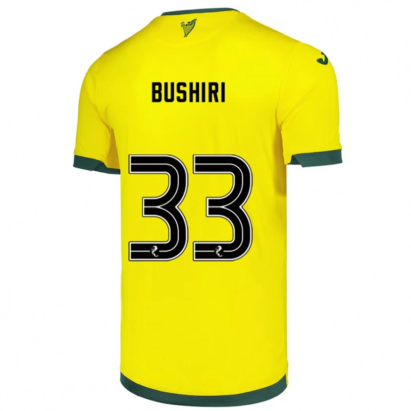 Danxen Niño Camiseta Rocky Bushiri #33 Amarillo Verde 2ª Equipación 2025/26 La Camisa
