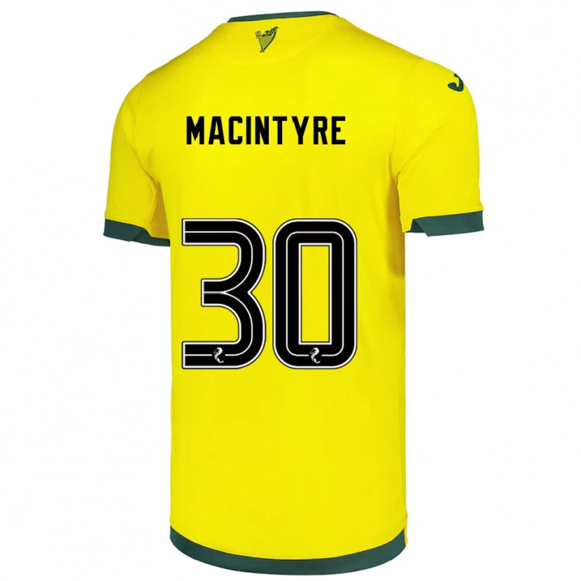 Danxen Niño Camiseta Jacob Macintyre #30 Amarillo Verde 2ª Equipación 2025/26 La Camisa