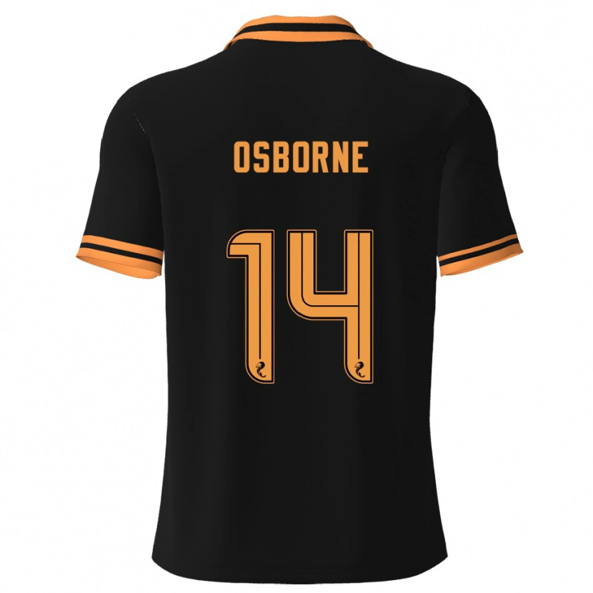 Danxen Niño Camiseta Ellie Osborne #14 Negro Amarillo 2ª Equipación 2025/26 La Camisa