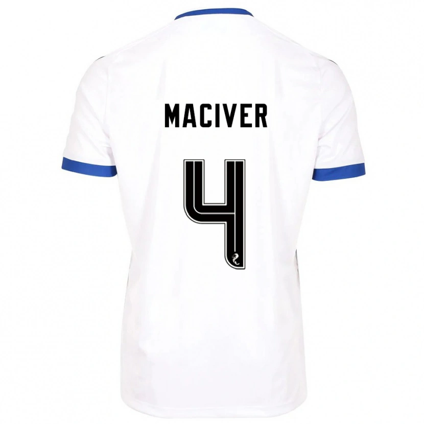 Danxen Niño Camiseta Ellie Maciver #4 Blanco Azul 2ª Equipación 2025/26 La Camisa