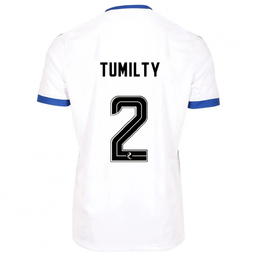 Danxen Niño Camiseta Reghan Tumilty #2 Blanco Azul 2ª Equipación 2025/26 La Camisa