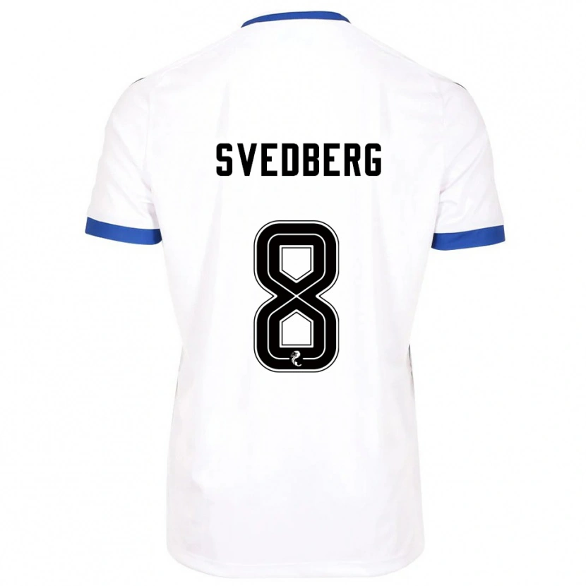 Danxen Niño Camiseta Jonathan Svedberg #8 Blanco Azul 2ª Equipación 2025/26 La Camisa