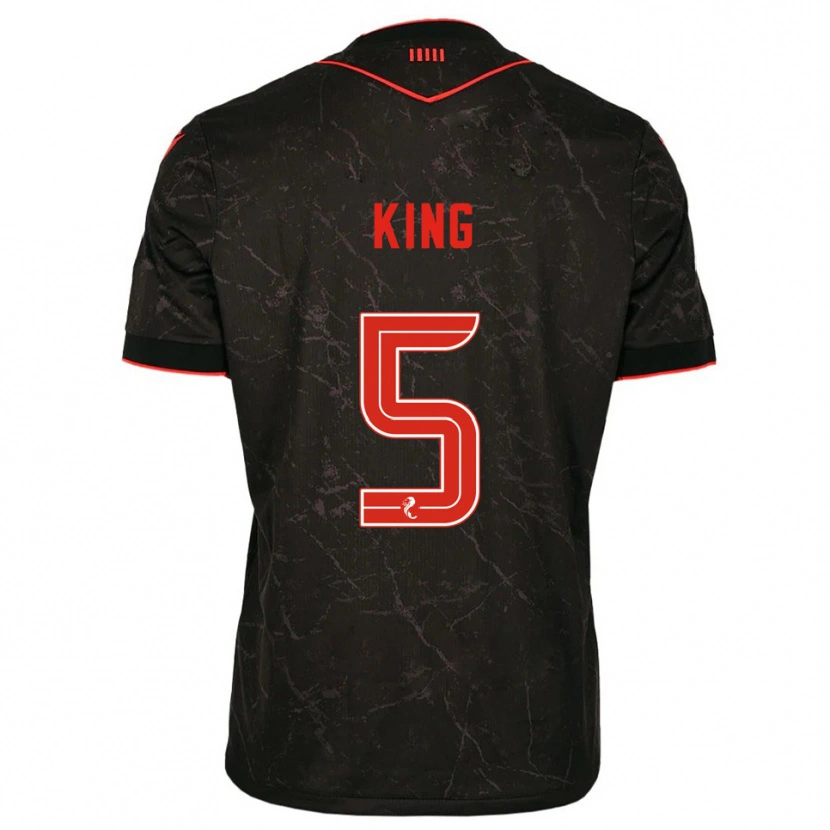 Danxen Niño Camiseta Richard King #5 Negro Rojo 2ª Equipación 2025/26 La Camisa