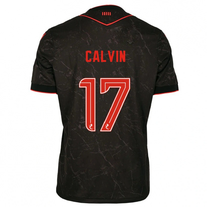 Danxen Niño Camiseta Jalmaro Calvin #17 Negro Rojo 2ª Equipación 2025/26 La Camisa