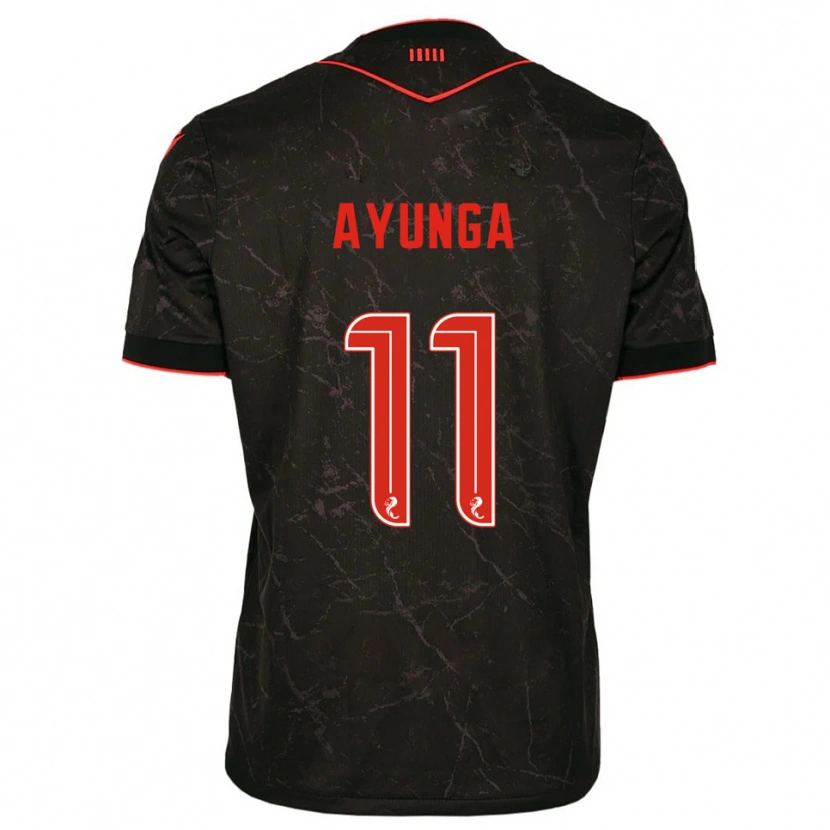 Danxen Niño Camiseta Jonah Ayunga #11 Negro Rojo 2ª Equipación 2025/26 La Camisa