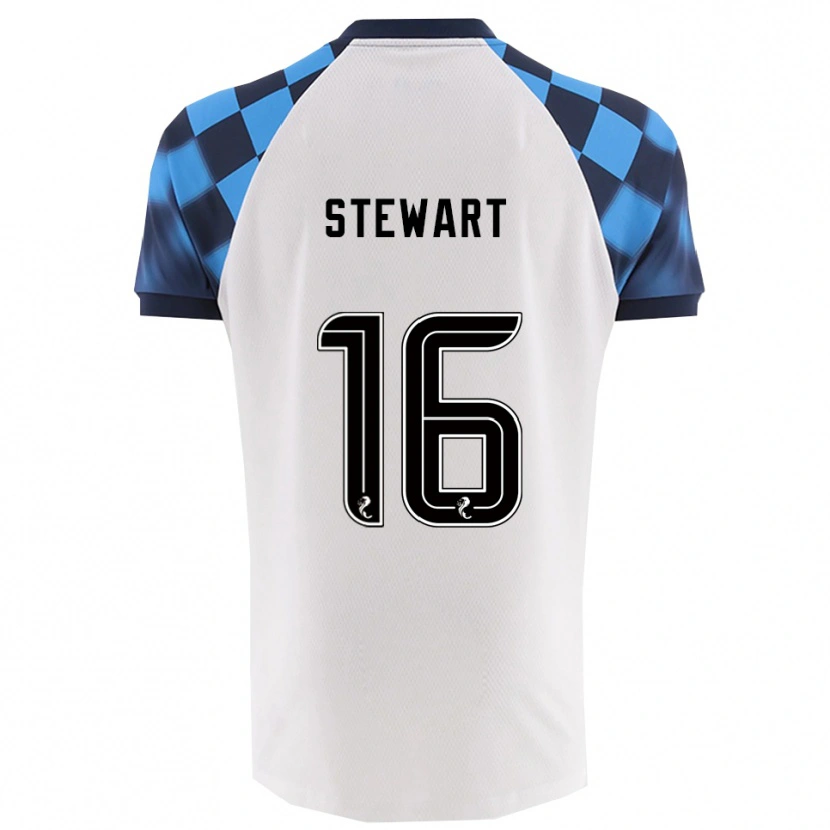 Danxen Niño Camiseta Barney Stewart #16 Blanco Celeste 2ª Equipación 2025/26 La Camisa