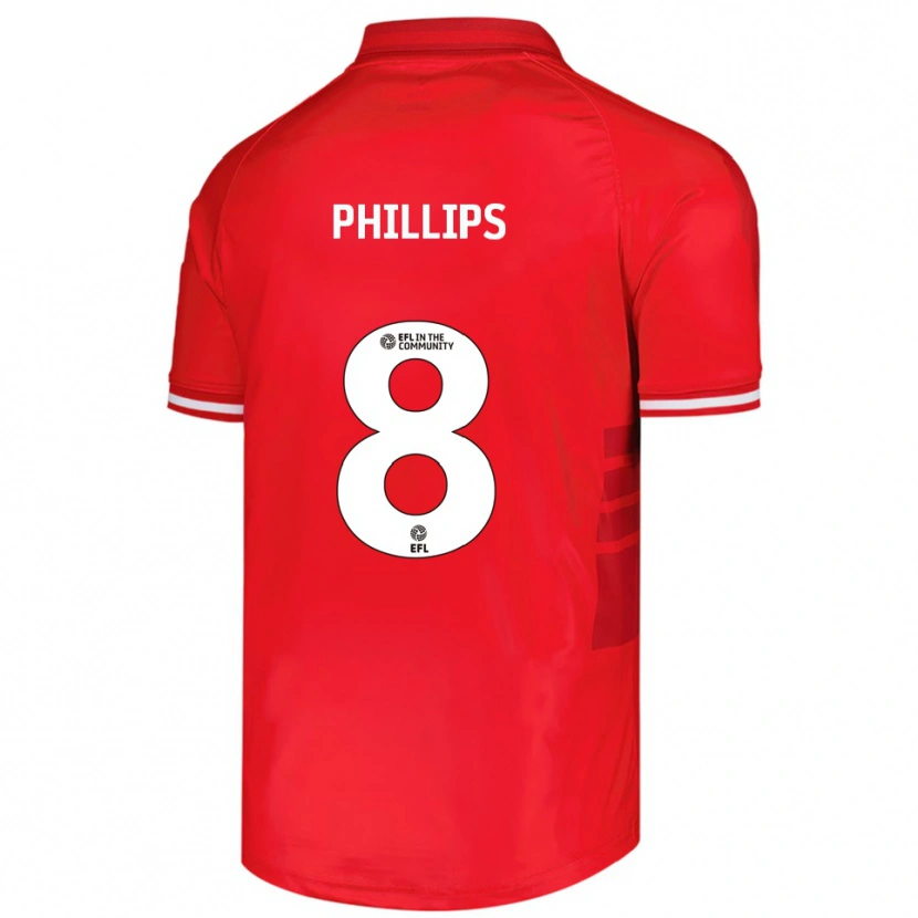 Danxen Hombre Camiseta Adam Phillips #8 Rojo Blanco 1ª Equipación 2025/26 La Camisa
