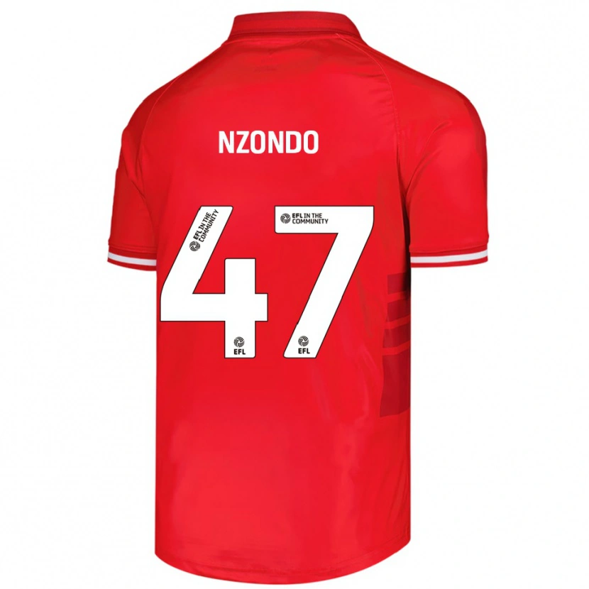 Danxen Hombre Camiseta Emmaisa Nzondo #47 Rojo Blanco 1ª Equipación 2025/26 La Camisa