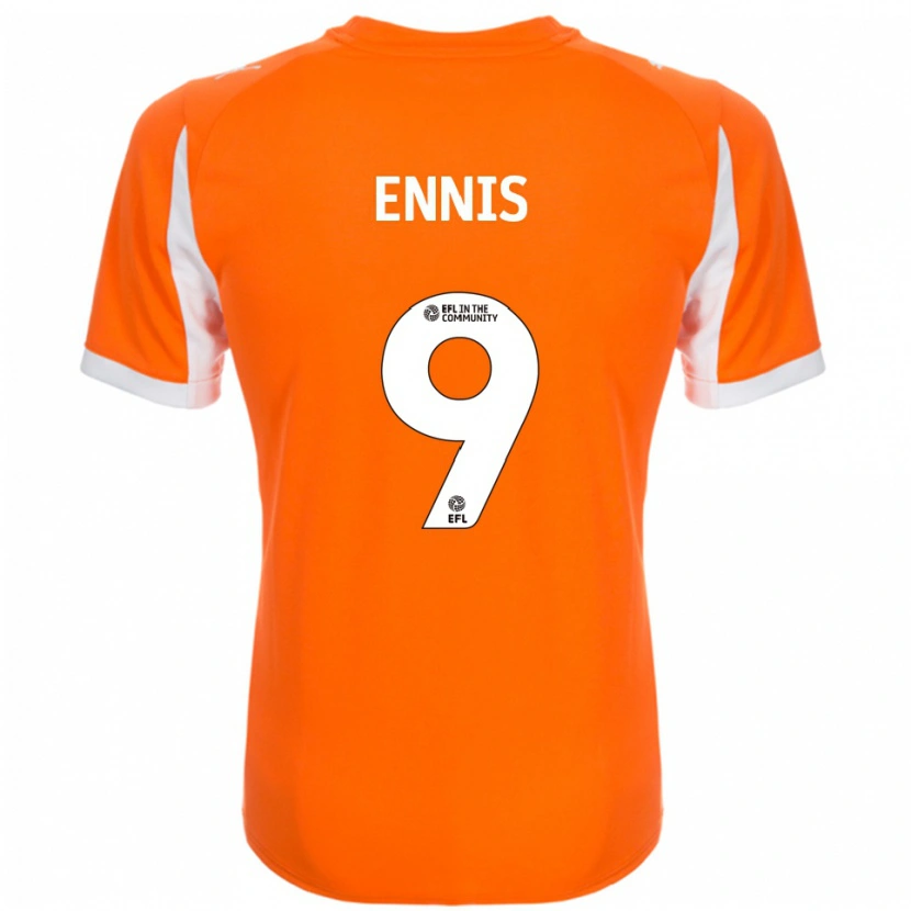 Danxen Hombre Camiseta Niall Ennis #9 Naranja Blanco 1ª Equipación 2025/26 La Camisa