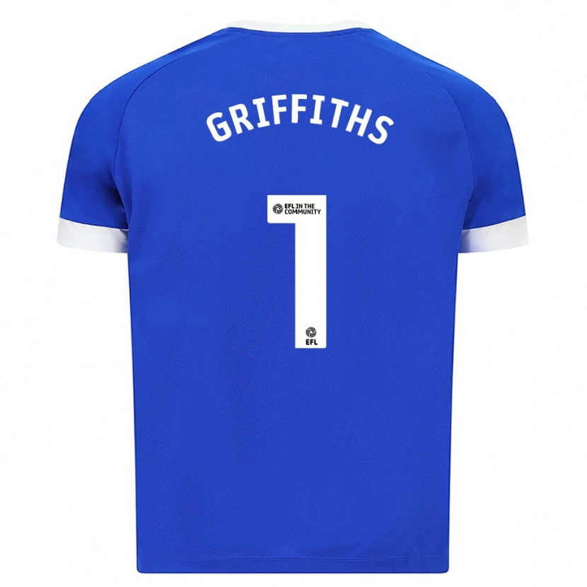 Danxen Hombre Camiseta Ewan Griffiths #1 Azul Blanco 1ª Equipación 2025/26 La Camisa