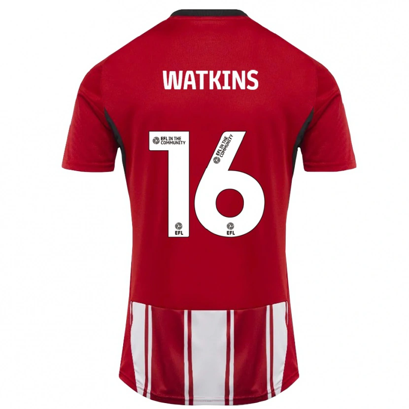 Danxen Hombre Camiseta Zoe Watkins #16 Rojo Blanco Negro 1ª Equipación 2025/26 La Camisa