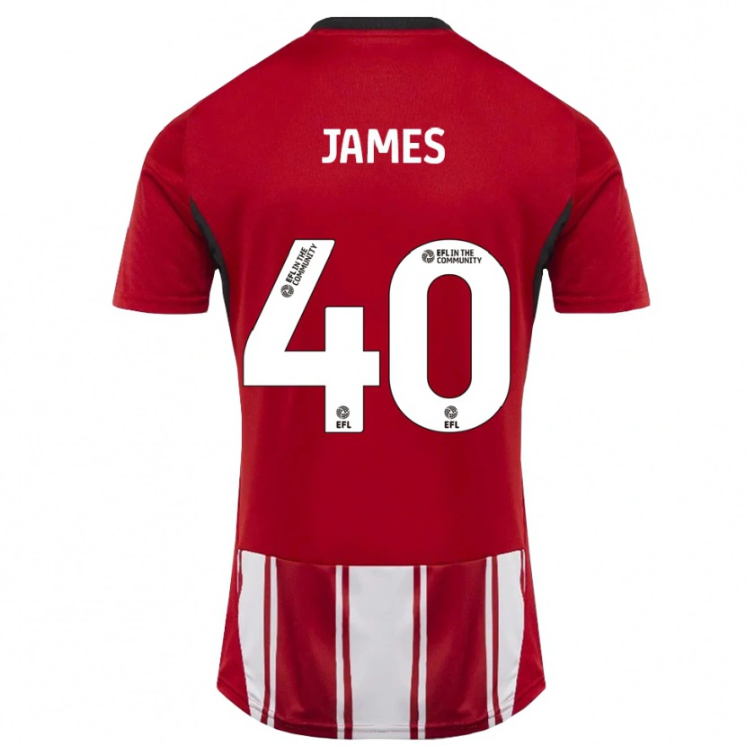 Danxen Hombre Camiseta Ed James #40 Rojo Blanco Negro 1ª Equipación 2025/26 La Camisa