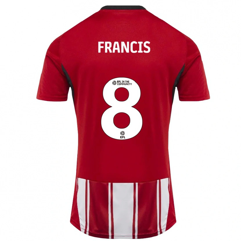 Danxen Hombre Camiseta Ed Francis #8 Rojo Blanco Negro 1ª Equipación 2025/26 La Camisa