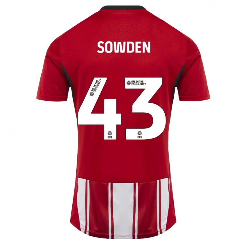 Danxen Hombre Camiseta Andrew Sowden #43 Rojo Blanco Negro 1ª Equipación 2025/26 La Camisa