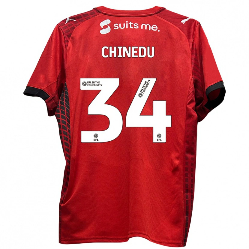 Danxen Hombre Camiseta Phillip Chinedu #34 Rojo Negro 1ª Equipación 2025/26 La Camisa