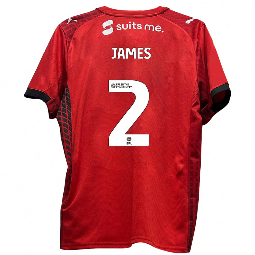 Danxen Hombre Camiseta Tom James #2 Rojo Negro 1ª Equipación 2025/26 La Camisa