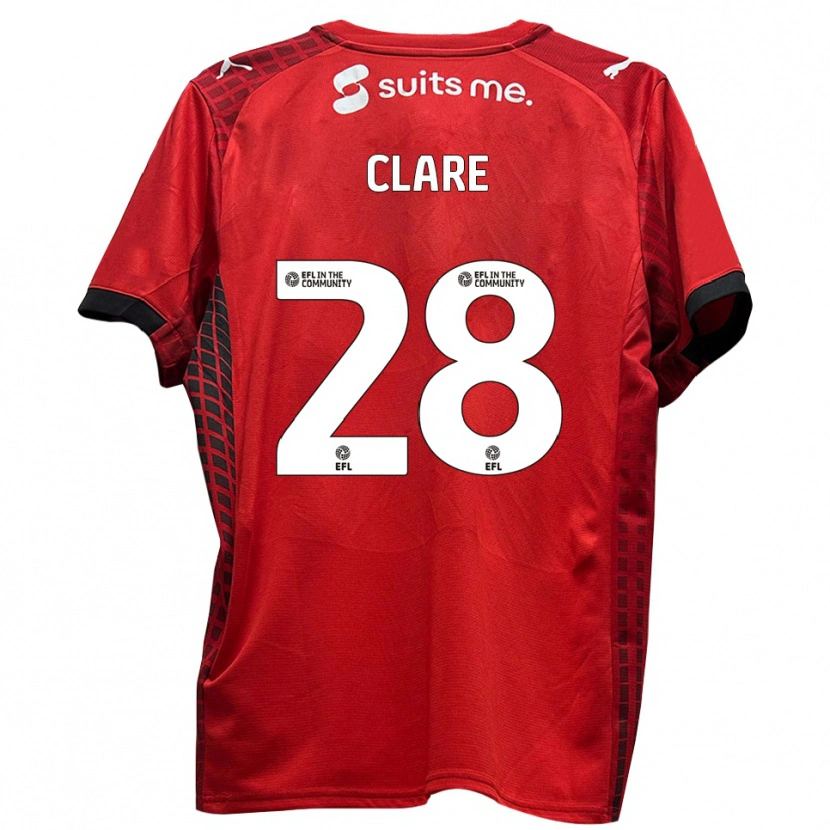Danxen Hombre Camiseta Sean Clare #28 Rojo Negro 1ª Equipación 2025/26 La Camisa