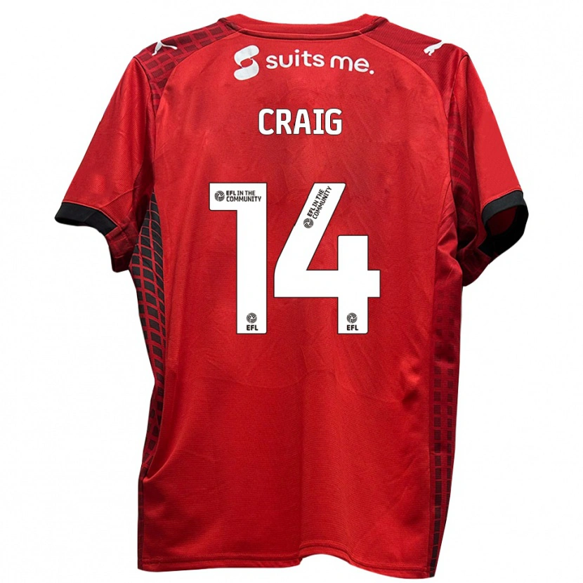 Danxen Hombre Camiseta Michael Craig #14 Rojo Negro 1ª Equipación 2025/26 La Camisa