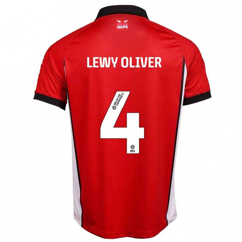 Danxen Hombre Camiseta Lewy Oliver #4 Rojo Blanco 1ª Equipación 2025/26 La Camisa