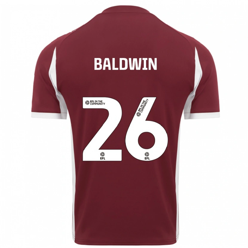 Danxen Hombre Camiseta Jack Baldwin #26 Borgoña Blanco 1ª Equipación 2025/26 La Camisa
