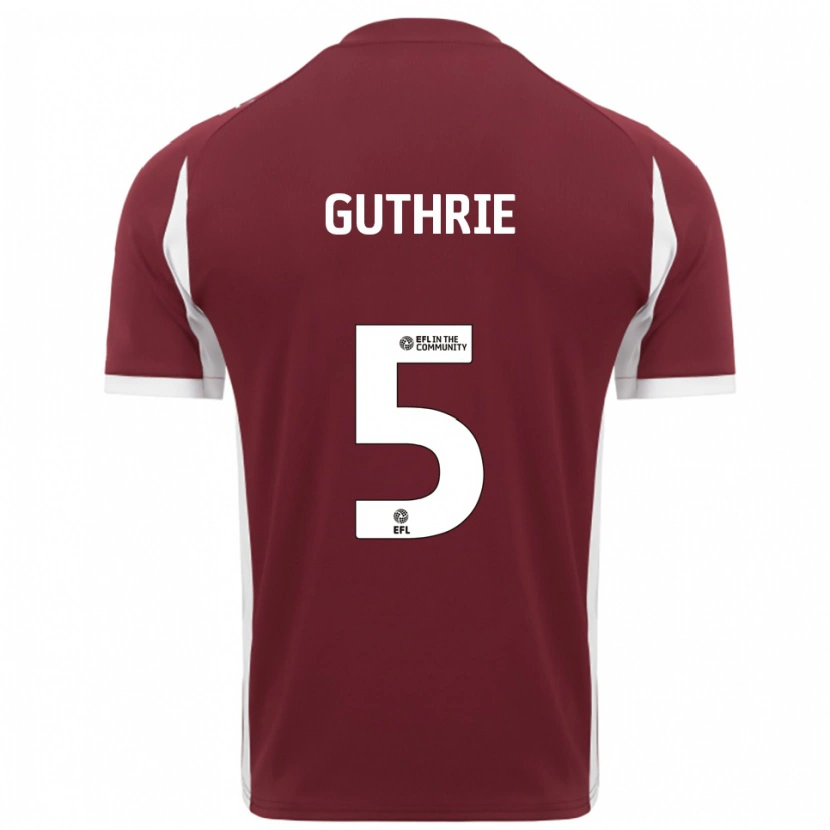 Danxen Hombre Camiseta Jon Guthrie #5 Borgoña Blanco 1ª Equipación 2025/26 La Camisa