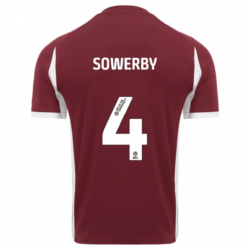 Danxen Hombre Camiseta Jack Sowerby #4 Borgoña Blanco 1ª Equipación 2025/26 La Camisa