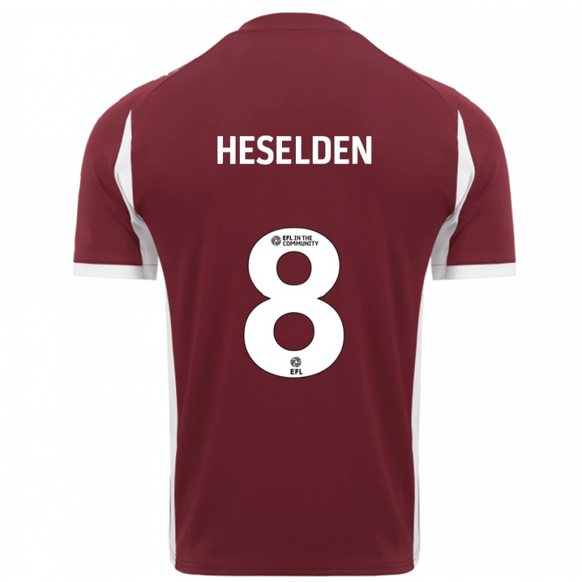 Danxen Hombre Camiseta Ruby Heselden #8 Borgoña Blanco 1ª Equipación 2025/26 La Camisa