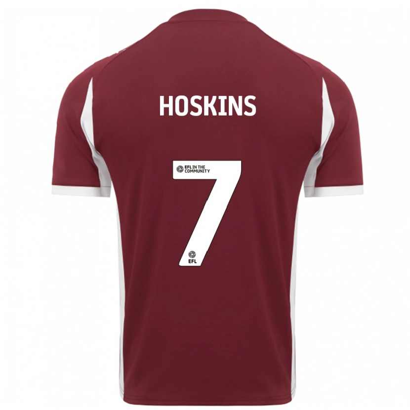 Danxen Hombre Camiseta Sam Hoskins #7 Borgoña Blanco 1ª Equipación 2025/26 La Camisa