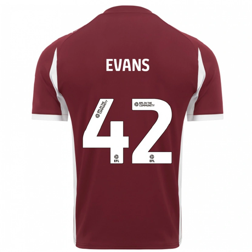 Danxen Hombre Camiseta Oliver Evans #42 Borgoña Blanco 1ª Equipación 2025/26 La Camisa