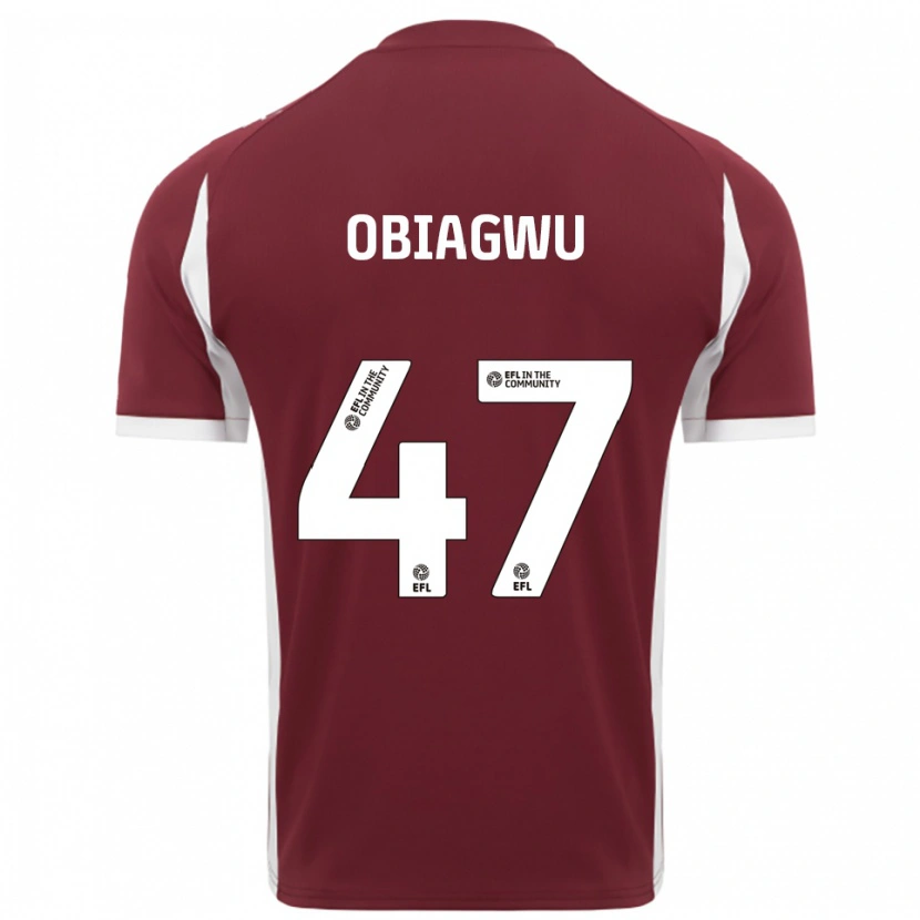 Danxen Hombre Camiseta Fran Obiagwu #47 Borgoña Blanco 1ª Equipación 2025/26 La Camisa