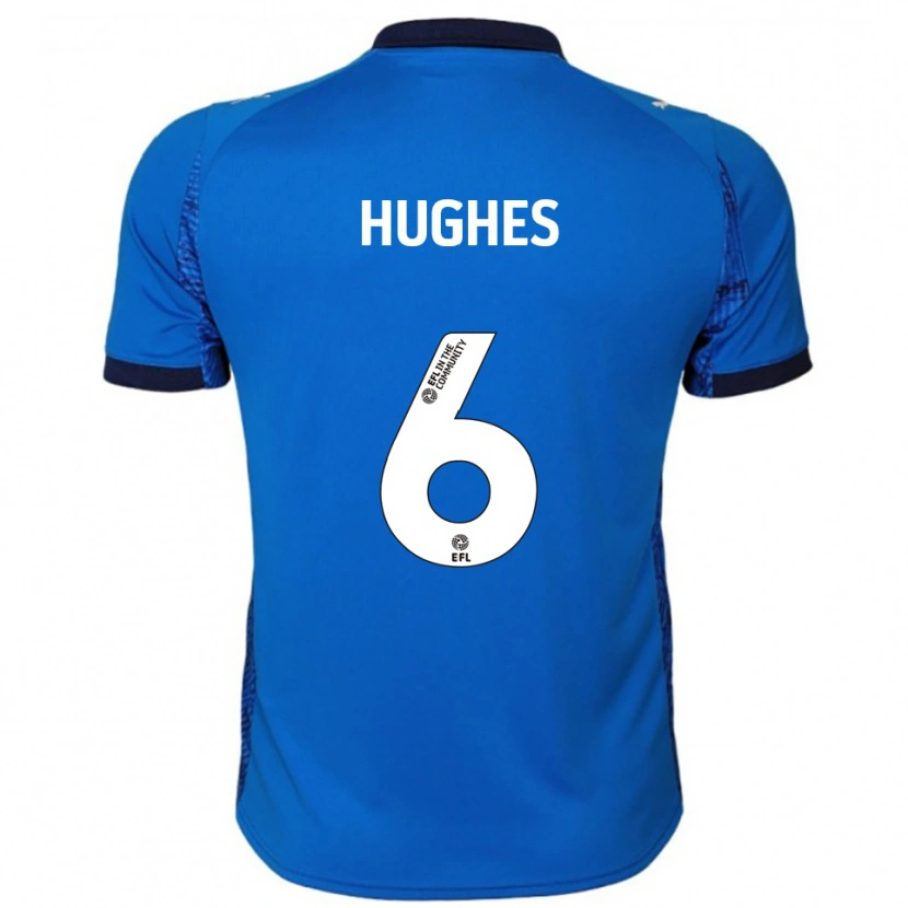 Danxen Hombre Camiseta Sam Hughes #6 Azul Blanco 1ª Equipación 2025/26 La Camisa