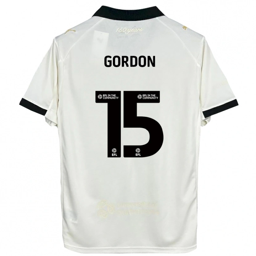 Danxen Hombre Camiseta Liam Gordon #15 Blanco Hueso Negro 1ª Equipación 2025/26 La Camisa