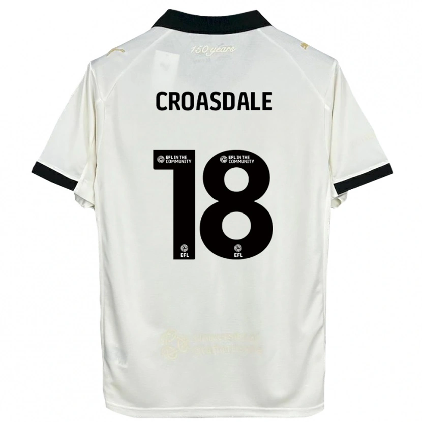 Danxen Hombre Camiseta Ryan Croasdale #18 Blanco Hueso Negro 1ª Equipación 2025/26 La Camisa