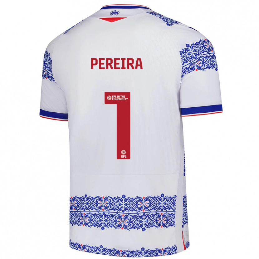 Danxen Hombre Camiseta Joel Pereira #1 Blanco Azul 1ª Equipación 2025/26 La Camisa
