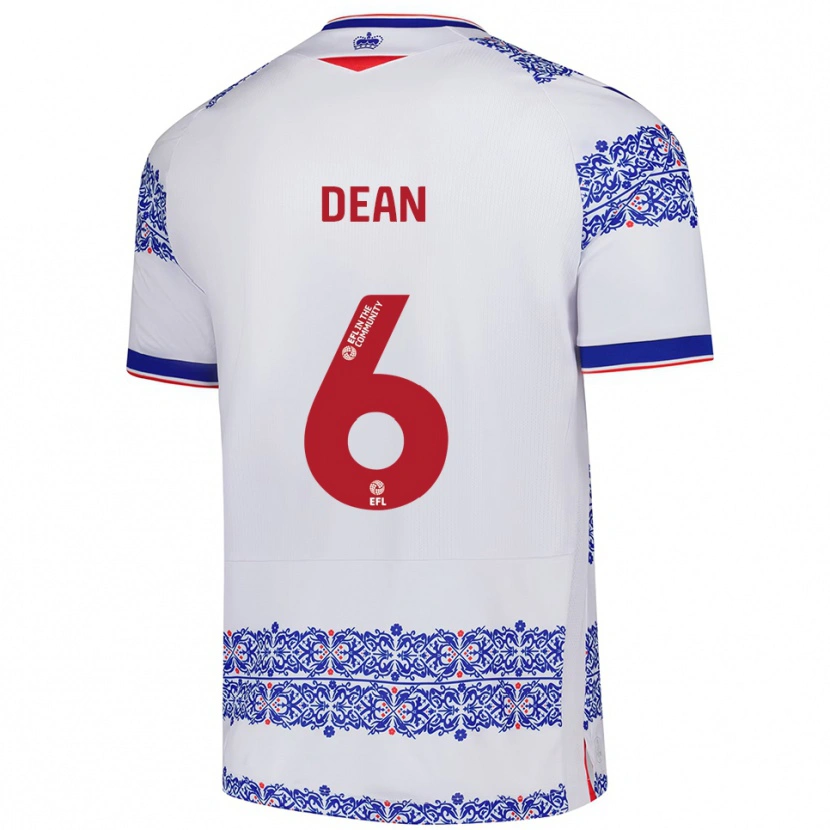 Danxen Hombre Camiseta Harlee Dean #6 Blanco Azul 1ª Equipación 2025/26 La Camisa